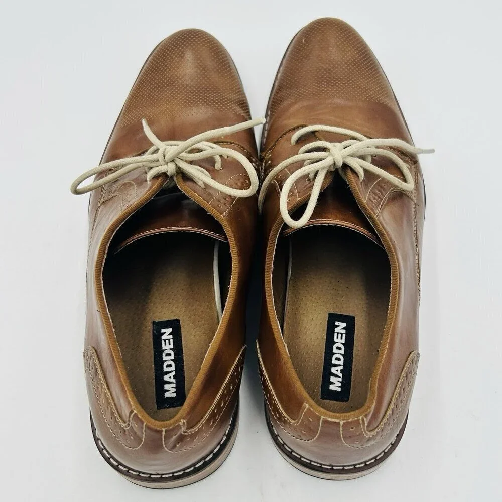 Men's Madden M-Alk Brown Cognac Oxford Shoes Size 12M Laced Perforated